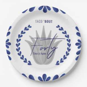 Assiettes En Carton Taco' Bout 40   Plaques papier Tequila bleu/argent
