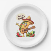 Assiettes En Carton Taco Fiesta mit Gitarre und hispanischem Flair (Devant)