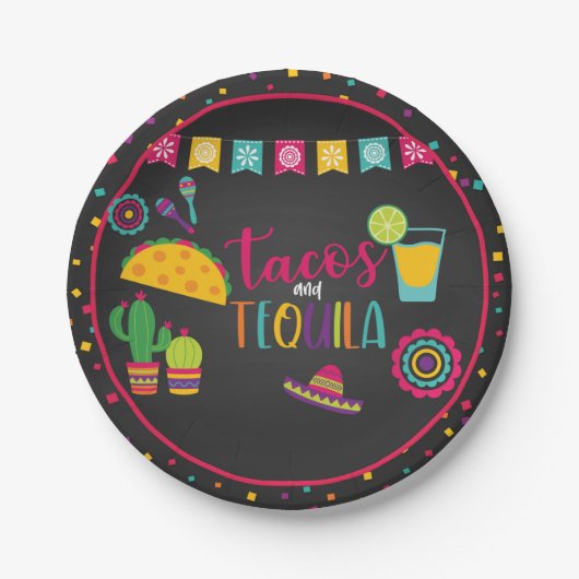 Assiettes En Carton Tacos et plaque Tequila - noir (Devant)
