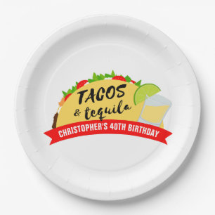 Assiettes En Carton Tacos et Tequila fête d'anniversaire