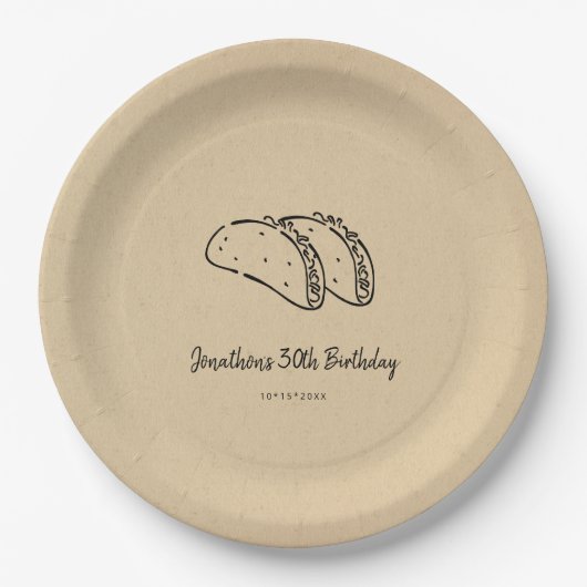 Assiettes En Carton Tacos fête d'anniversaire (Devant)