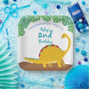 Assiettes En Carton Tacosaurus fête d'anniversaire - dinosaure et taco
