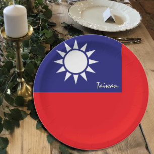 Assiettes En Carton Taïwan Plaques Drapeau, fête, sports, Taïwan