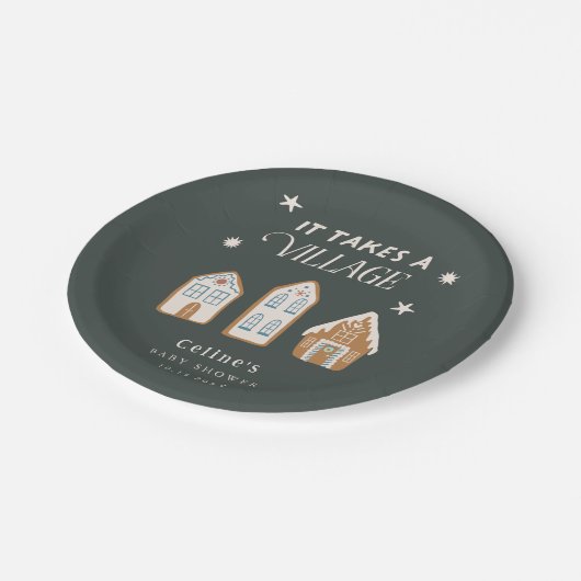 Assiettes En Carton Takes a Village Boy Winter Baby Shower (Angle)