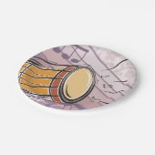 Assiettes En Carton Tambour traditionnel Bongo avec notes musicales (Angle)