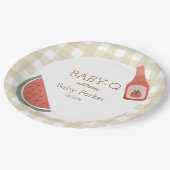 Assiettes En Carton Tan Gingham Baby-Q Circular Plate (Angle)