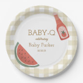 Assiettes En Carton Tan Gingham Baby-Q Circular Plate (Devant)