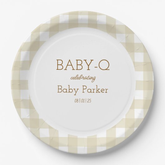 Assiettes En Carton Tan Gingham Baby-Q Circular Plate 2 (Devant)