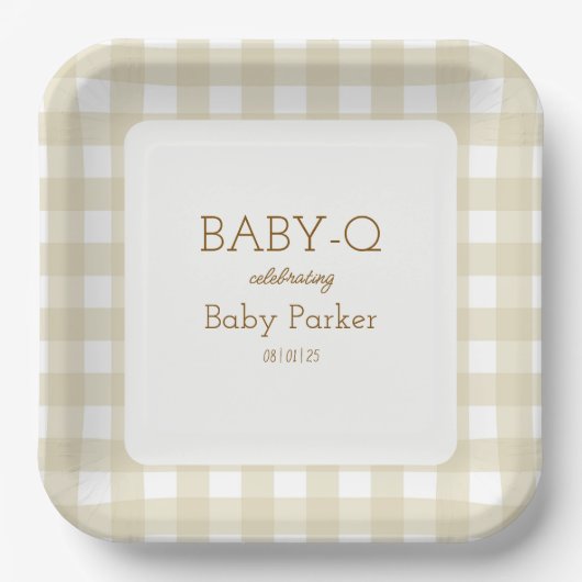 Assiettes En Carton Tan Gingham Baby-Q Square Plate 2 (Recto)