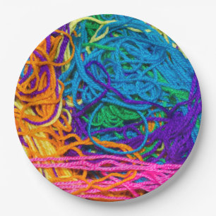 Assiettes En Carton Tangles de fils Crochet et photographie de Tricot