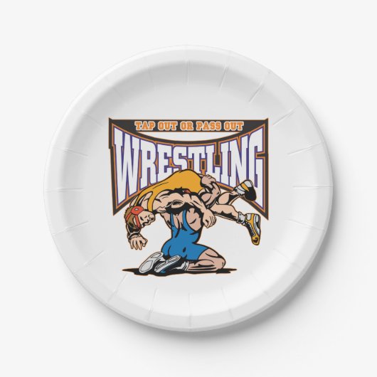 Assiettes En Carton Tapez les lutteurs (Devant)
