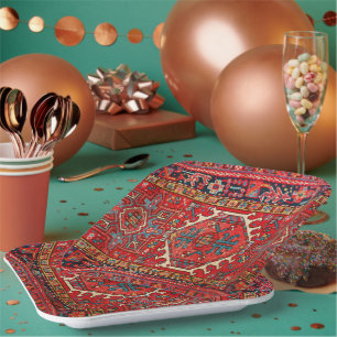 Assiettes En Carton Tapis classique rouge turc persan oriental