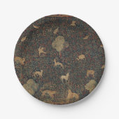 Assiettes En Carton Tapisserie allegorique Millefleurs avec animaux (Devant)
