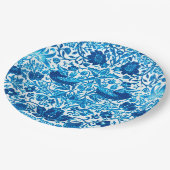 Assiettes En Carton Tapisserie Art Nouveau Oiseau et Fleur, Bleu & Bla (Angle)