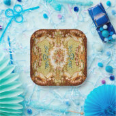 Assiettes En Carton Tapisserie rose à fleurs baroque victorienne (Fête)