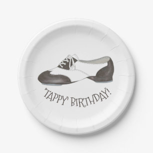 Assiettes En Carton Tappy Joyeux Anniversaire Danse Professeur Tap Cha