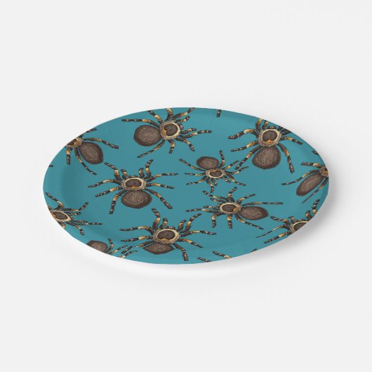 Assiettes En Carton Tarantula sur bleu (Angle)