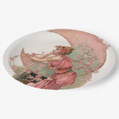 ASSIETTES EN CARTON TAROTS/ LADY DE LA LUNE, FLEURS EN ROSE (Angle)