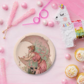 ASSIETTES EN CARTON TAROTS/ LADY DE LA LUNE, FLEURS EN ROSE (Fête)