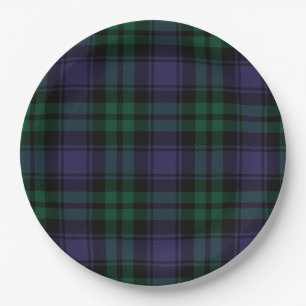 Assiettes En Carton Tartan Black Watch, Carreaux