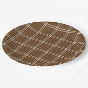 Assiettes En Carton Tartan Brown