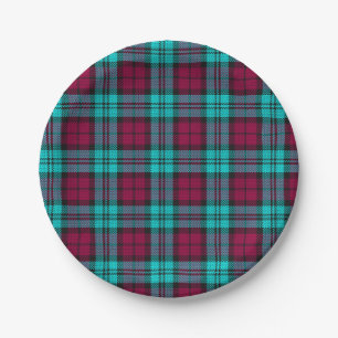 Assiettes En Carton Tartan Campbell Bleu Rouge Blackwatch Carreaux