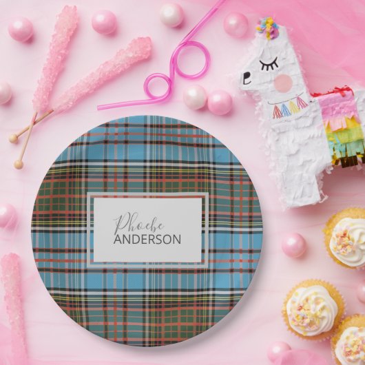 Assiettes En Carton Tartan Clan Anderson Chèque Plaid personnalisé (Fête)