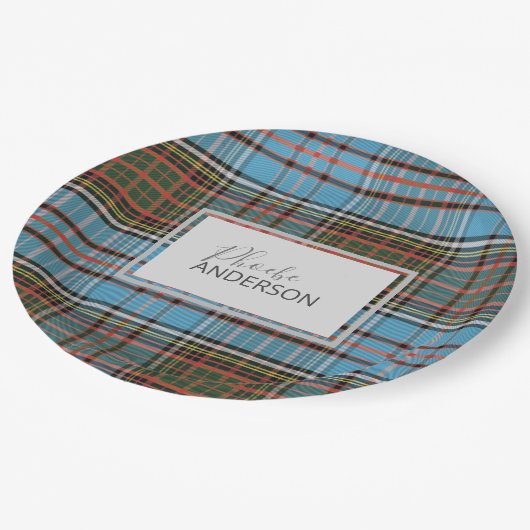 Assiettes En Carton Tartan Clan Anderson Chèque Plaid personnalisé (Angle)