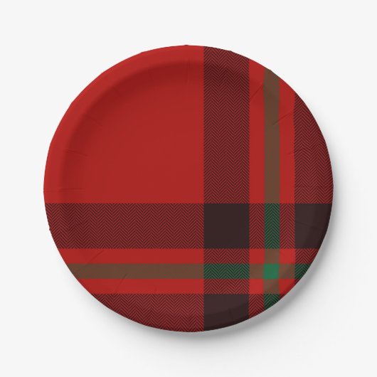 Assiettes En Carton Tartan Clan Stewart Plaid Black Red Check Motif (Devant)