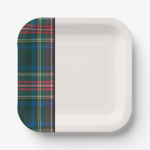 Assiettes En Carton Tartan de vacances classique Plaid Festif Deux Ton