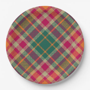Assiettes En Carton Tartan Écossais Vert Rouge Jaune à Carreaux