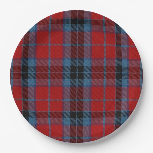 Assiettes En Carton Tartan MacTavish rouge et bleu plaid (Devant)