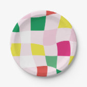 Assiettes En Carton Tartan moderne coloré Plaid Noël (Devant)