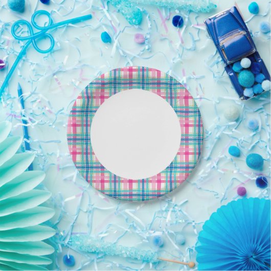 Assiettes En Carton Tartan, motif plaid (Fête)