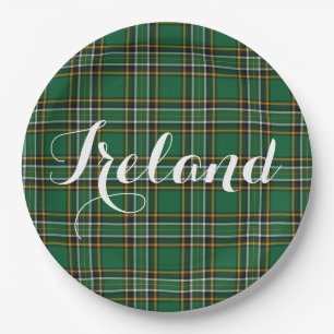 Assiettes En Carton Tartan national irlandais et texte personnalisé