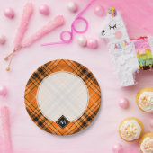 Assiettes En Carton Tartan orange d'Halloween (Fête)