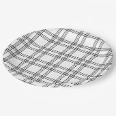 Assiettes En Carton Tartan Plaid Blanc Avec Lignes Noires (Angle)