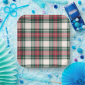 Assiettes En Carton Tartan Plaid blanc vert rouge Noël Festif (Fête)