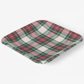 Assiettes En Carton Tartan Plaid blanc vert rouge Noël Festif (Angulaire)