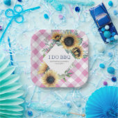 Assiettes En Carton Tartan rose et tournesol I Do BBQ Papier Plaque (Fête)