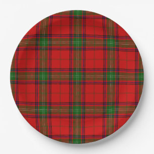 Assiettes En Carton Tartan Seton rouge vert carreaux