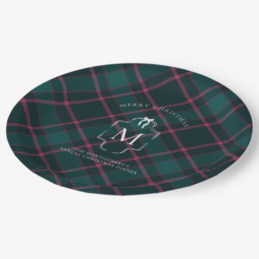 Assiettes En Carton Tartan vert et rose | Noël monographique personnal (Angle)