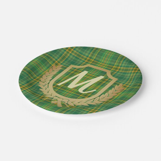 Assiettes En Carton Tartan vert riche (Plaid) personnalisé (Angle)