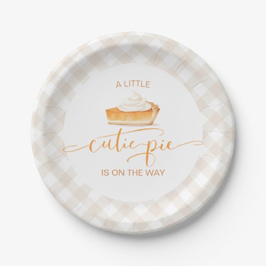 Assiettes En Carton Tarte à citrouille Cutie Chute baby shower plaid (Devant)