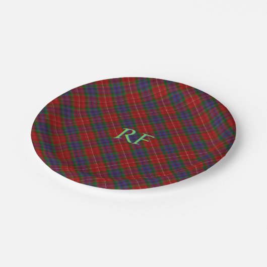 Assiettes En Carton Tarte officielle Fraser avec monogramme / initiale (Angle)