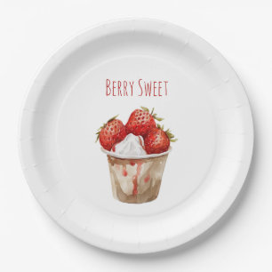Assiettes En Carton Tasse de fraises sucrées aux fruits rouges