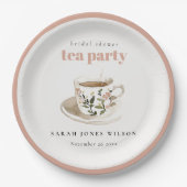 Assiettes En Carton Tasse de thé florale chic pour la fête de mariage (Devant)