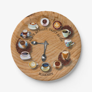 Assiettes En Carton Tasses de café noir avec des haricots comme