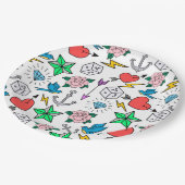 Assiettes En Carton Tatouage de la vieille école (Angle)