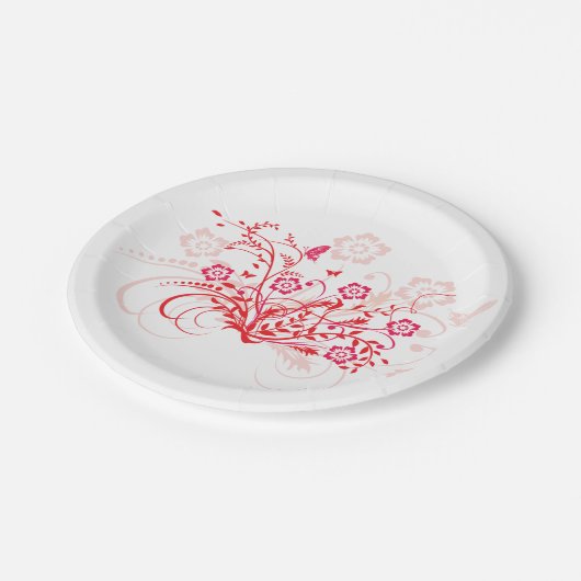 Assiettes En Carton Tatouage des fleurs - Plaques en papier (Angle)